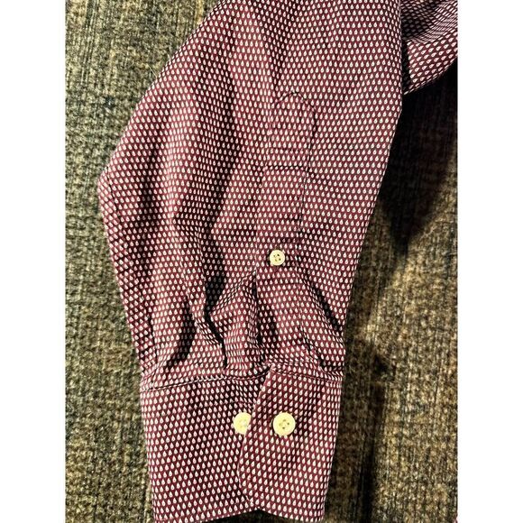 Peter Millar 100% Cotton Burgundy White Pattern Button Down Dress Shirt Large - Picture 4 of 7